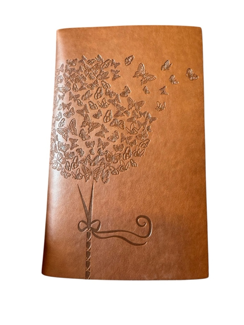 Leather Journal Notebook - Brown Embossed Butterfly Tree - Unbranded